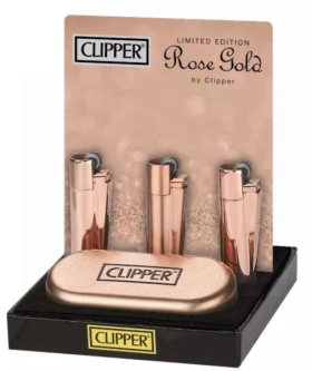 Clipper Metal Flint Reusable Lighter + Gift Box - Limited Edition - Rose Gold