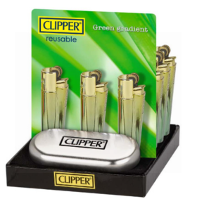 Clipper Metal Flint Reusable Lighter + Gift Box - Green Gradient