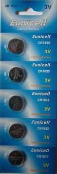 Eunicell CR1632 3V Batteries - Pack of 5