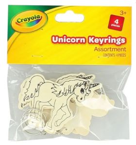 Crayola Wooden Keyrings - Unicorn - Assorted Shapes - Pack of 4