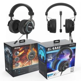 MTK Gaming Headphones 7.1 360 Degrees Pointing Microphone - Black