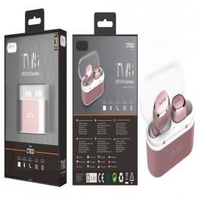MTK TWS BTS Bluetooth V5.0 Earphones - Rose Gold