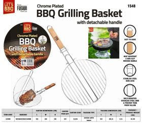Fusion Chrome Plated BBQ Grilling Basket With Detachable Handle