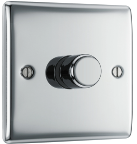 Volex Single Dimmer Switch 1 Gang Satin Chrome Effect