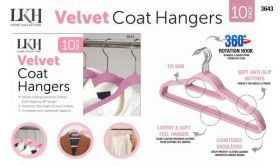 LKH Velvet Coat Hangers - Baby Pink - Pack of 10