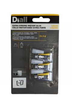 Diall Extra Strong Liquid Instant Glue - 3 x 1g