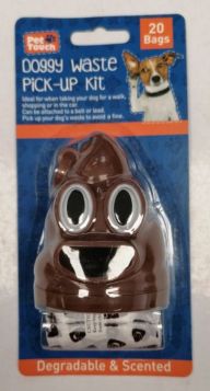 Pet Touch Doggy Waste Pick-up Kit with Hook & 20 Bags