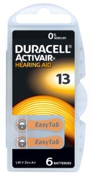 Duracell ZA13 Activair Hearing Aid Batteries - Pack of 6