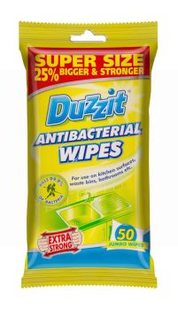 DUZZIT ANTI-BACTERIAL JUMBO WIPES - EXTRA STRONG - PACK OF 50