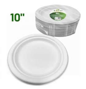DID 10" Biodegradable Bagasse Plates - Pack of 50