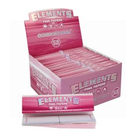 Elements Pink Connoisseur King Size Slim Ultra Thin Rolling Papers + Tips - Pack of 24 Booklets