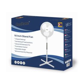 COOLTONE 16" STAND FAN - 3 SPEED - WHITE 