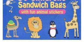 Childrens Sandwich Bags With Fun Animal Stickers - Pack Of 60