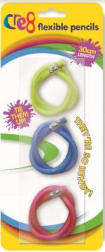 Cre8 Flexible Pencils - 30Cm - Pack Of 3 - Assorted Colours