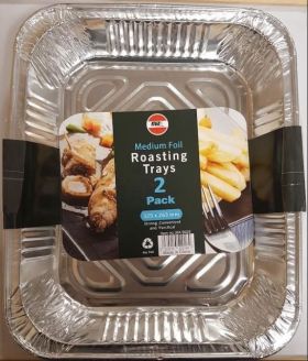 Aluminium Medium Foil Roasting Tray - 13" - Pack Of 2 - 32.5cm x 26.3cm x 6cm