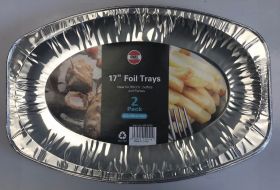 Aluminium Foil Tray - 17" - Pack Of 2 - 42cm x 28cm x 2.3cm