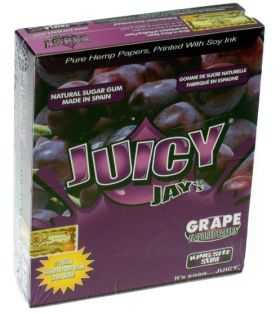 Juicy Jays Grape Flavoured Cigarette Rolling Paper King Size Slim  - Pack Of 24 - 32 Leaves Per Pack