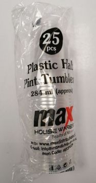 Max House Wares Plastic Half Pint Tumblers - 284ml - Pack of 25