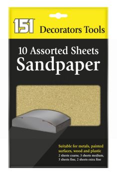 Assorted Sandpaper Sheets - Pack of 10