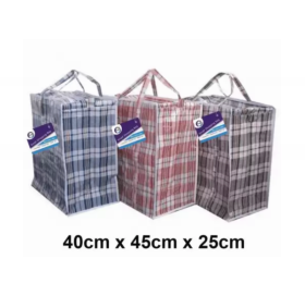 DID Check Zipper Shopping/Laundry Bag - Small - 40cm x 45cm x 25cm - Colour may vary