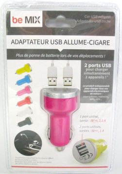 CAR USB ADAPTER 2 PORTS ASSORTED