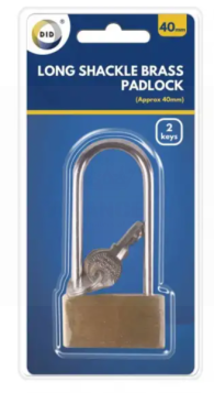 DID Long Shackle Brass Padlock - 40mm