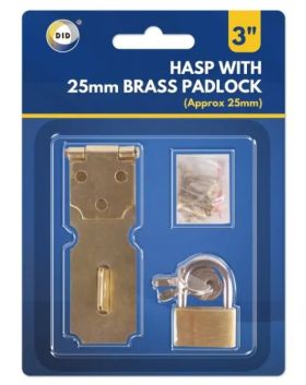 DID 3'' Hasp With 25mm Brass Padlock