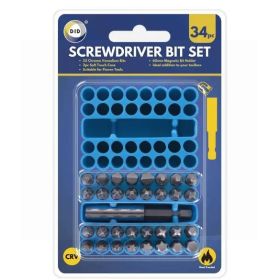 DID CRV Screwdriver Bit Set - Pack of 34 Assorted Bits