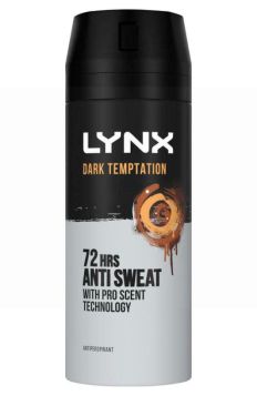 Lynx Antiperspirant Deodorant & Body Spray - 72 Hour Anti Sweat - Dark Temptation - 150ml