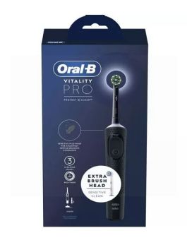 Oral-B Vitality Pro Protect X Clean Rechargeable Toothbrush with Extra Brush Head - Black - Sensitive Clean