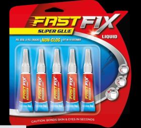 Fast Fix Non-Clog Liquid Super Glue - 3g - Pack of 5 