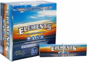 Elements Ultra Thin Rice Cigarette Papers - Connoisseur - King Size Slim + Tips - Box Of 24