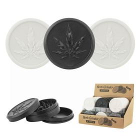 Soft Touch 3 Parts Tobacco Herb Grinders - Plain Assorted Colours - Black/White