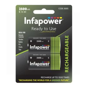 Infapower C Longlife Rechargeable Batteries 2500mAh - Pack of 2