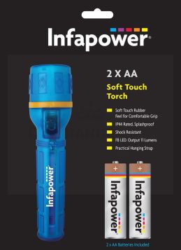 Infapower 2 x AA Soft Touch Torch - Blue