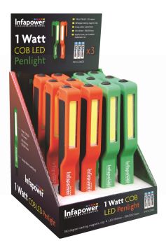 Infapower 1 Watt COB LED Penlight with 3 x AAA Batteries - Assorted Colours