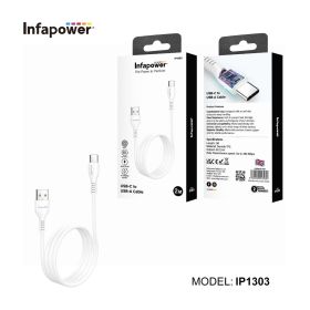 Infapower USB-C To USB-A Cable - White - 2M