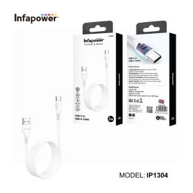 Infapower USB-C To USB-A Cable - White - 3M