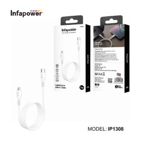 Infapower Lightening To USB-C Cable - White - 1M