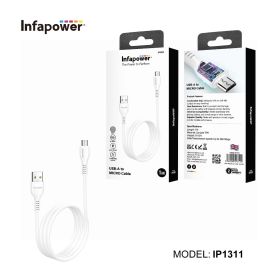 Infapower USB-A To Micro Cable - White - 1M
