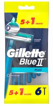 Gillette Blue 2 Plus Razors with Chromium Coating - Pack of 6