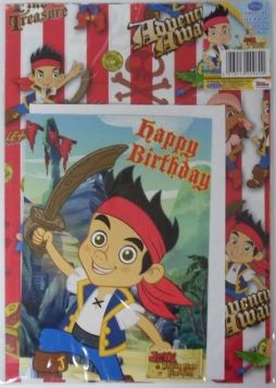 Jake and the Never Land Pirates Birthday Gift Wrapping Sheet, Card & Tag - 50cm X 70cm 
