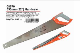 JAK Heavy Duty 22" Straight Back Handsaw with Rubber/Plastic Comfort Handle - 550mm