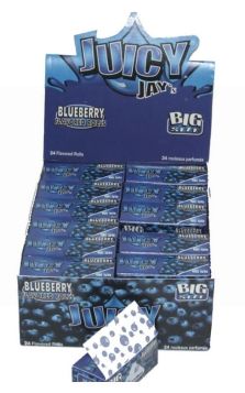 Juicy Jays Blueberry Rolls - Flavoured Cigarette Rolling Paper Big Size - Pack Of 24 - 32 Leaves Per Pack