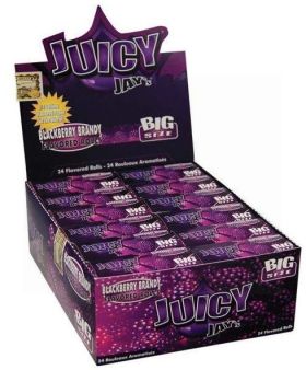 Juicy Jays Blackberry Brandy Rolls - Flavoured Cigarette Rolling Paper Big Size - Pack Of 24 - 32 Leaves Per Pack