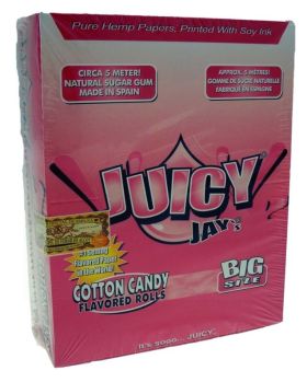 Juicy Jays Cotton Candy Rolls - Flavoured Cigarette Rolling Paper Big Size - Pack Of 24 - 32 Leaves Per Pack