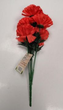 Artificial Flowers - Bunch Of 8 Carnation Flowers - Red 