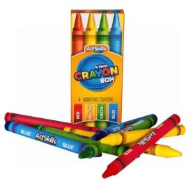 Art Skills 4 Piece Crayons Box - Assorted Crayons - Pack of 10