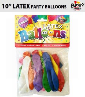 Bingo Traditional Large Latex Balloons - 10" - Pack of 16 - Assorted Colours