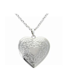 SILVER HEART LOCKET NECKLACE